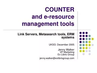 COUNTER and e-resource management tools