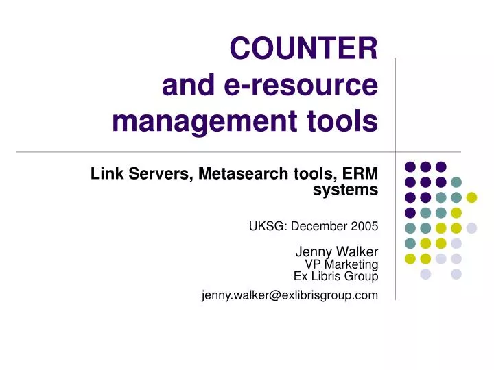 counter and e resource management tools