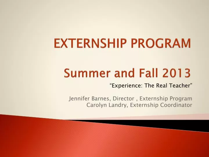 externship program summer and fall 2013