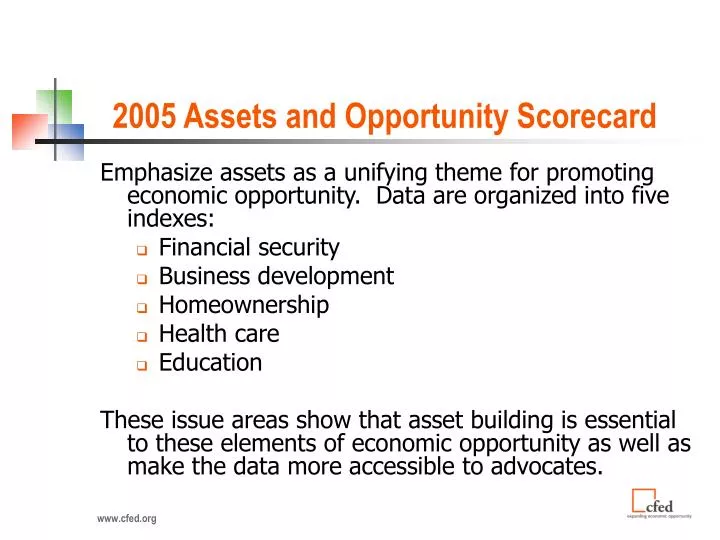 2005 assets and opportunity scorecard