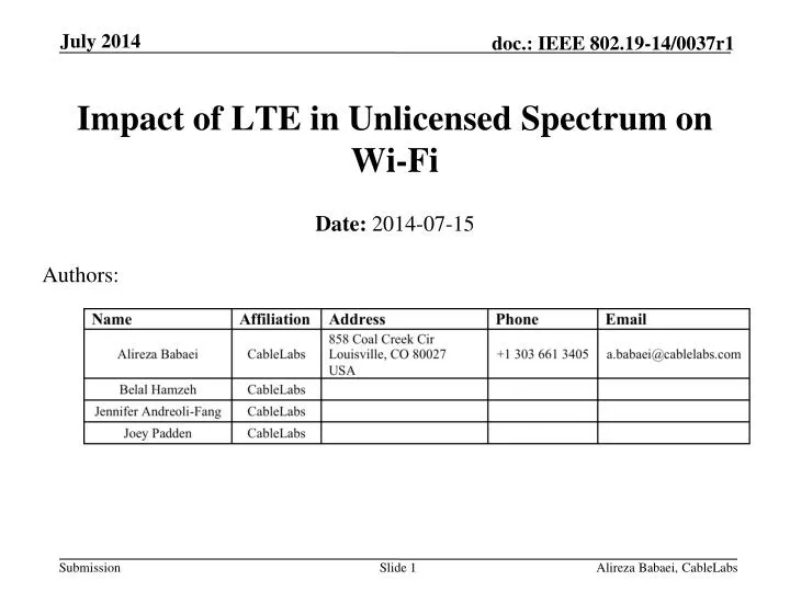 impact of lte in unlicensed spectrum on wi fi