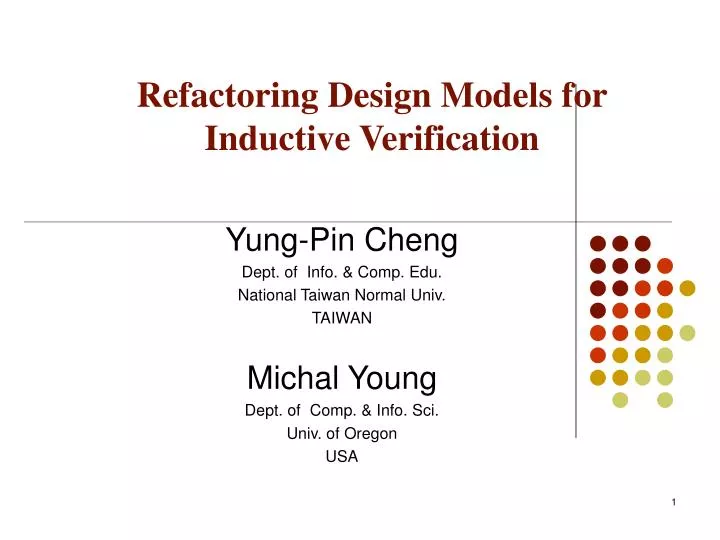 refactoring design models for inductive verification