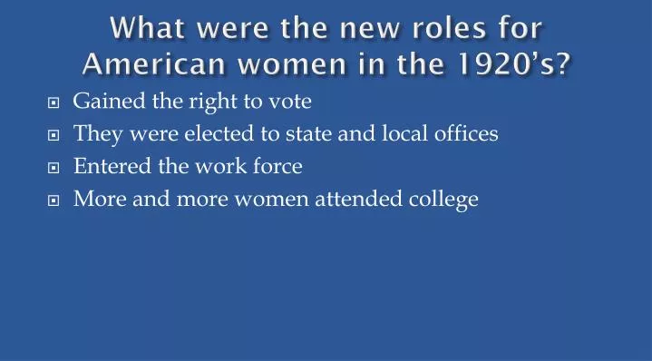 what were the new roles for american women in the 1920 s