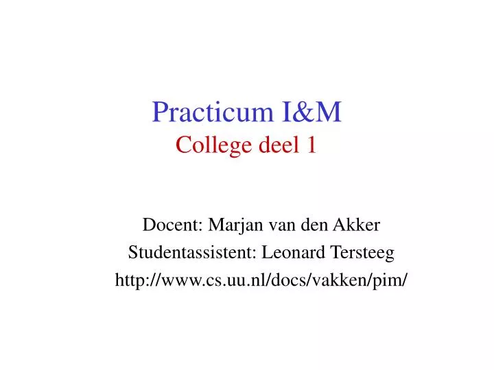 practicum i m college deel 1