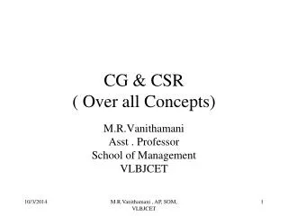 CG &amp; CSR ( Over all Concepts)
