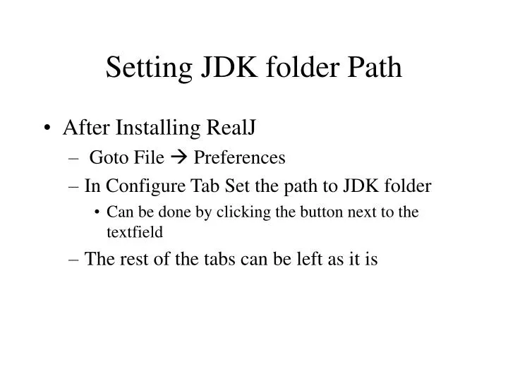 setting jdk folder path
