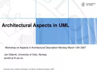 Architectural Aspects in UML