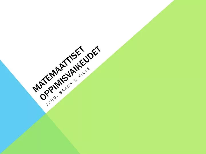 matemaattiset oppimisvaikeudet