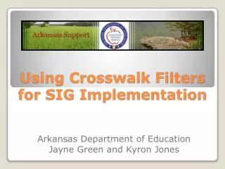Using Crosswalk Filters for SIG Implementation