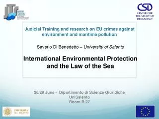Judicial Training and research on EU crimes against environment and maritime pollution