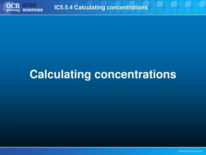 calculating concentrations