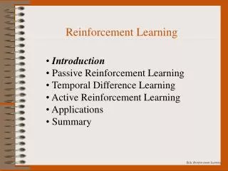 Reinforcement Learning