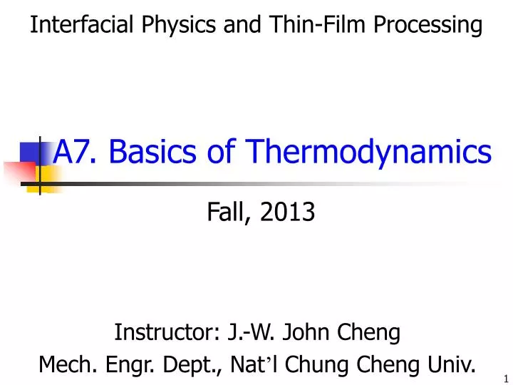 a7 basics of thermodynamics
