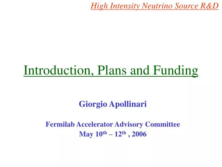 introduction plans and funding