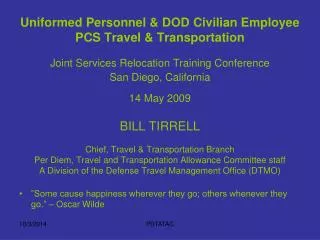 Uniformed Personnel &amp; DOD Civilian Employee PCS Travel &amp; Transportation