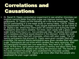Correlations and Causations