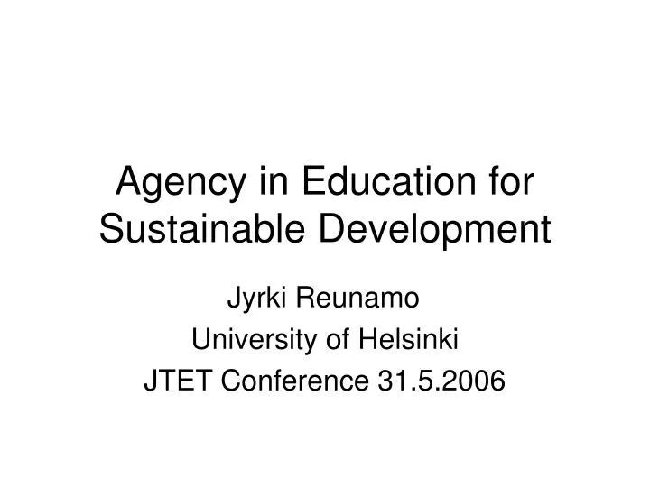 agency in education for sustainable development