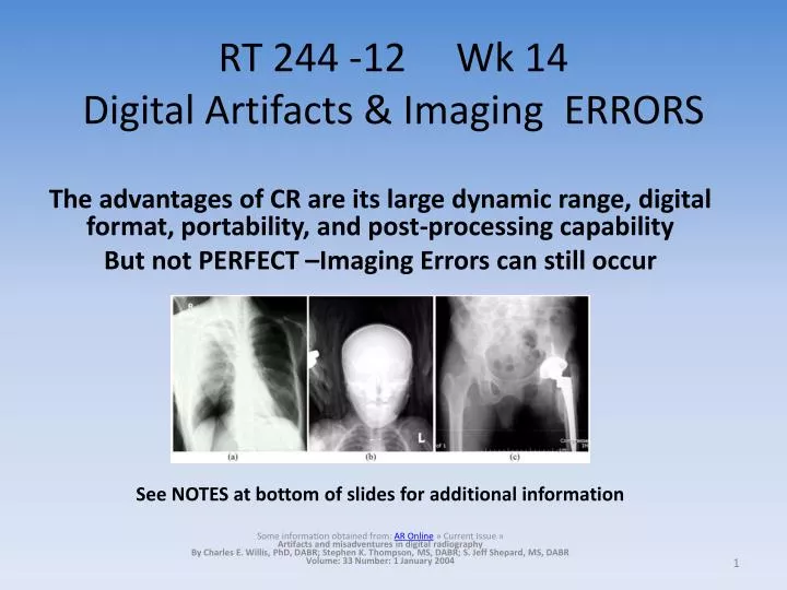 rt 244 12 wk 14 digital artifacts imaging errors