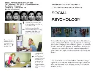 NEW MEXICO STATE UNIVERSITY COLLEGE OF ARTS AND SCIENCES SOCIAL PSYCHOLOGY