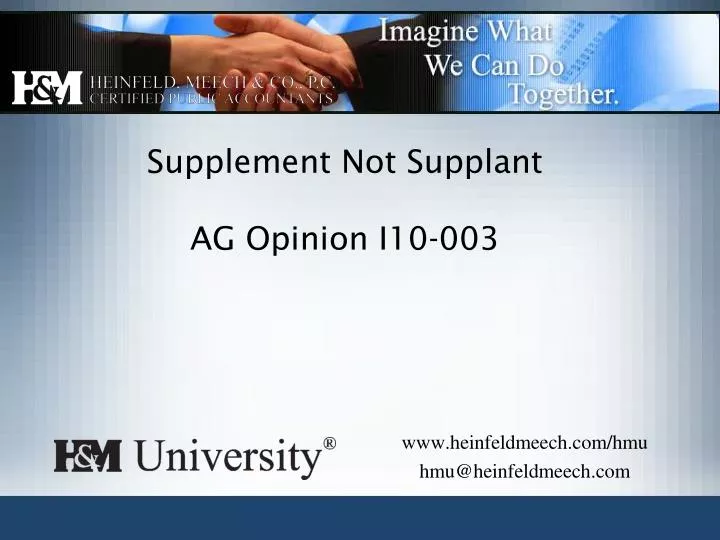 supplement not supplant ag opinion i10 003