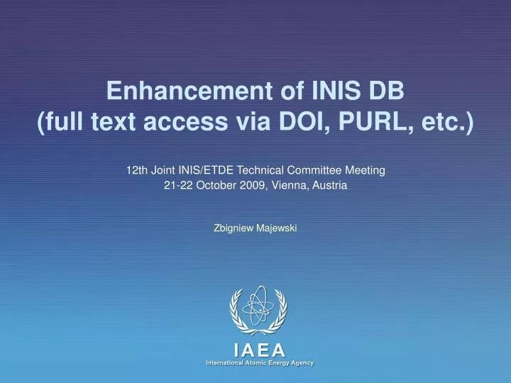 enhancement of inis db full text access via doi purl etc