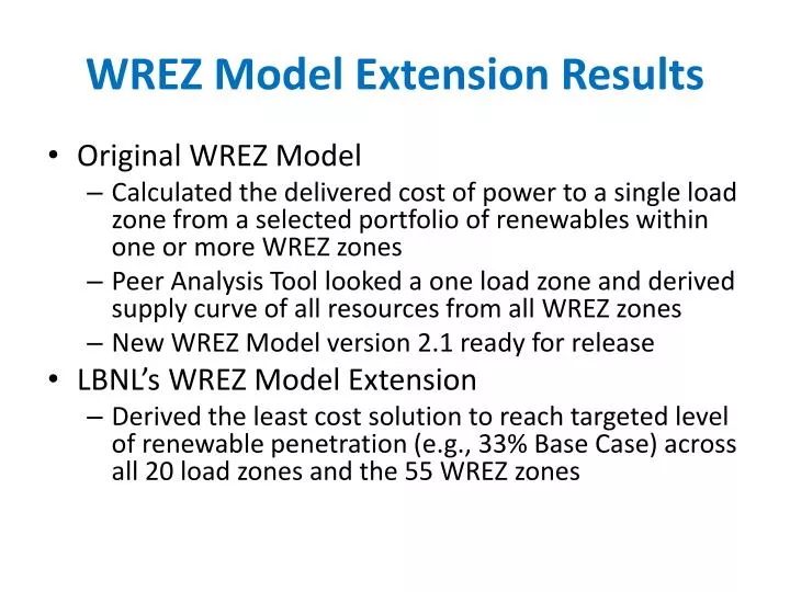 wrez model extension results