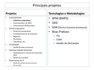 principais projetos