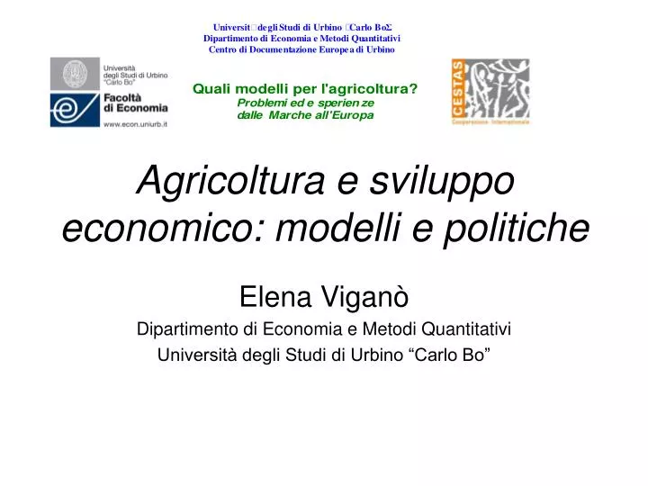 agricoltura e sviluppo economico modelli e politiche