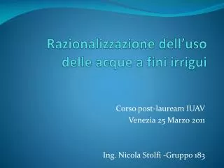 razionalizzazione dell uso delle acque a fini irrigui