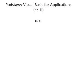 podstawy visual basic for applications cz ii