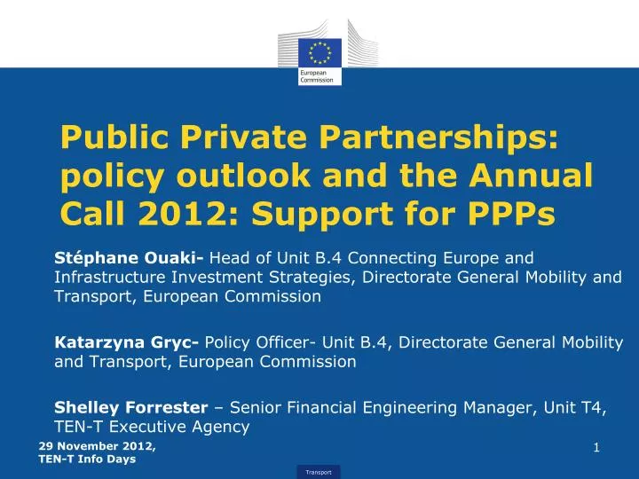 public private partnerships policy outlook and the annual call 2012 support for ppps