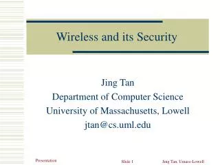 Wireless and its Security