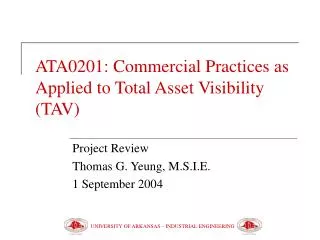 ATA0201: Commercial Practices as Applied to Total Asset Visibility (TAV)