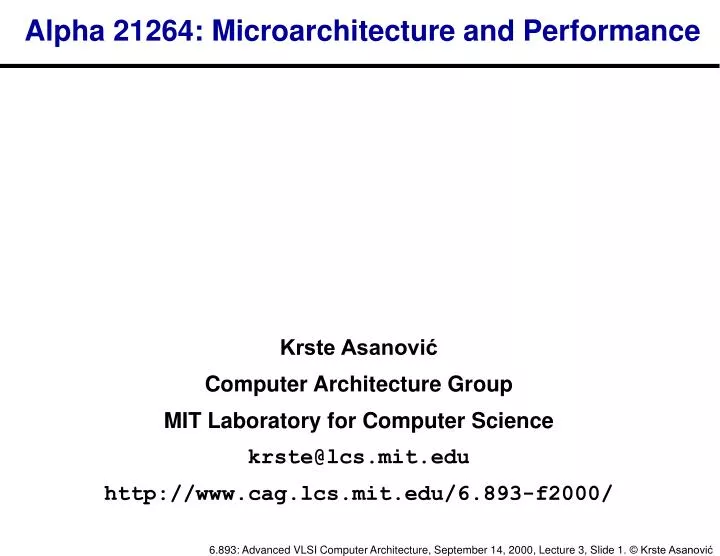 alpha 21264 microarchitecture and performance