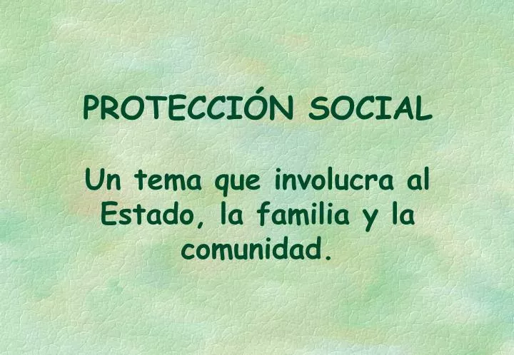 protecci n social un tema que involucra al estado la familia y la comunidad