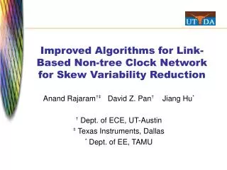 Improved Algorithms for Link-Based Non-tree Clock Network for Skew Variability Reduction