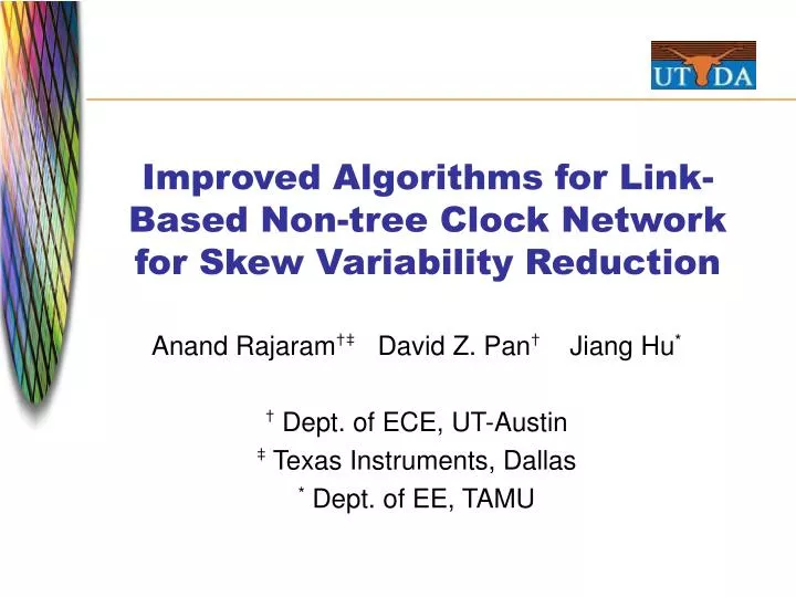 improved algorithms for link based non tree clock network for skew variability reduction