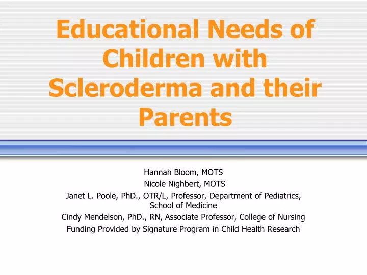 educational needs of children with scleroderma and their parents
