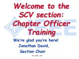 Welcome to the SCV section: Chapter Officer Training