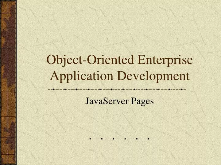 object oriented enterprise application development