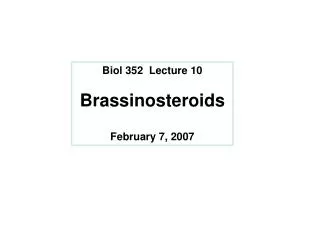 Biol 352 Lecture 10 Brassinosteroids February 7, 2007