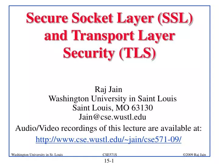 secure socket layer ssl and transport layer security tls