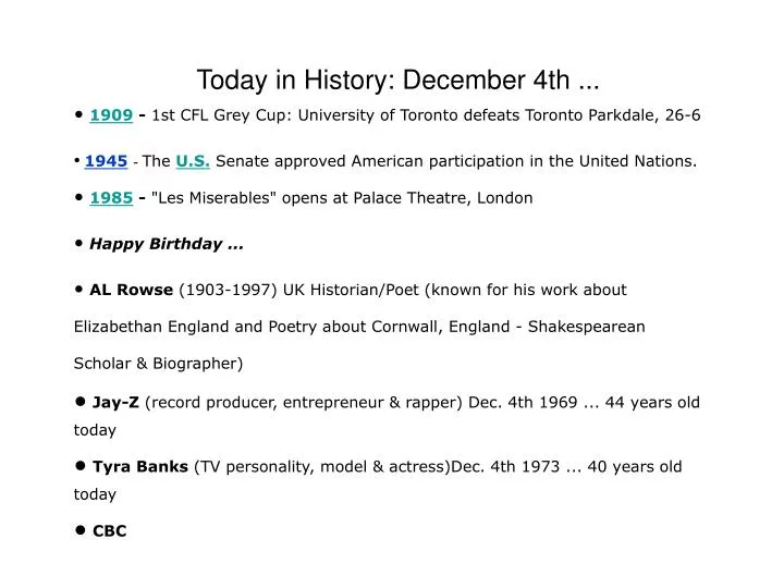 today in history december 4th