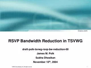 RSVP Bandwidth Reduction in TSVWG