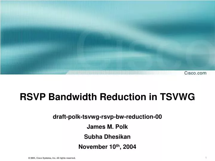 rsvp bandwidth reduction in tsvwg