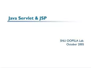 Java Servlet &amp; JSP