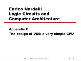 Enrico Nardelli Logic Circuits and Computer Architecture