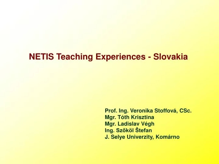 netis teaching experiences slovakia
