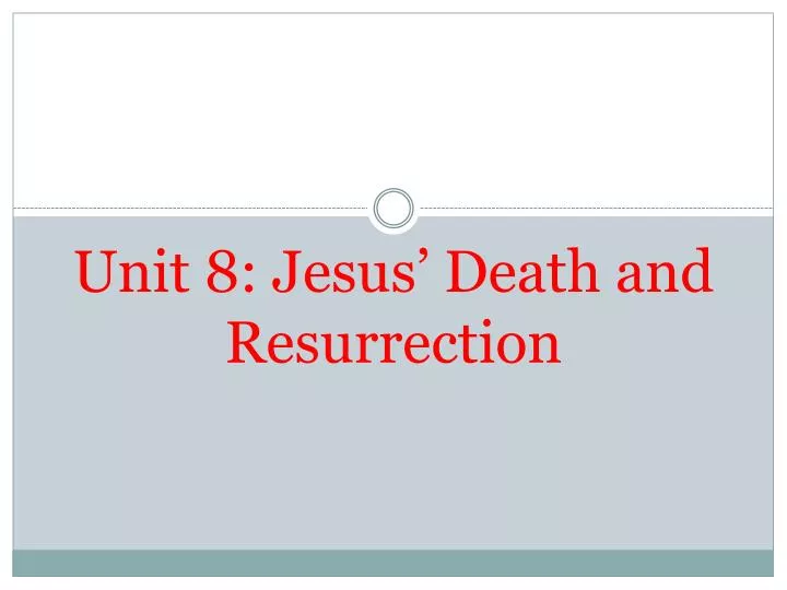 unit 8 jesus death and resurrection