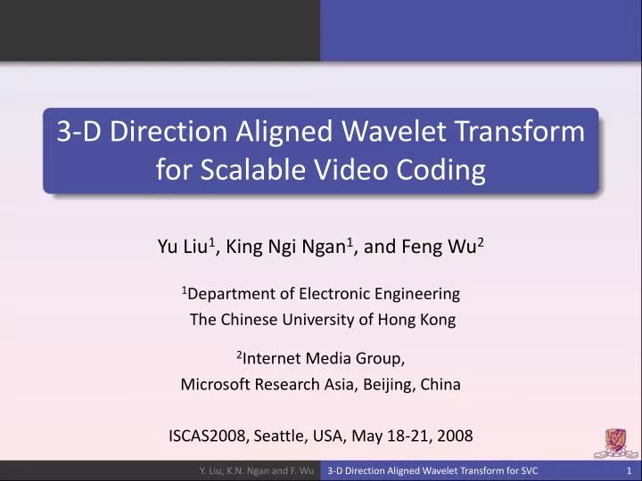 3 d direction aligned wavelet transform for scalable video coding